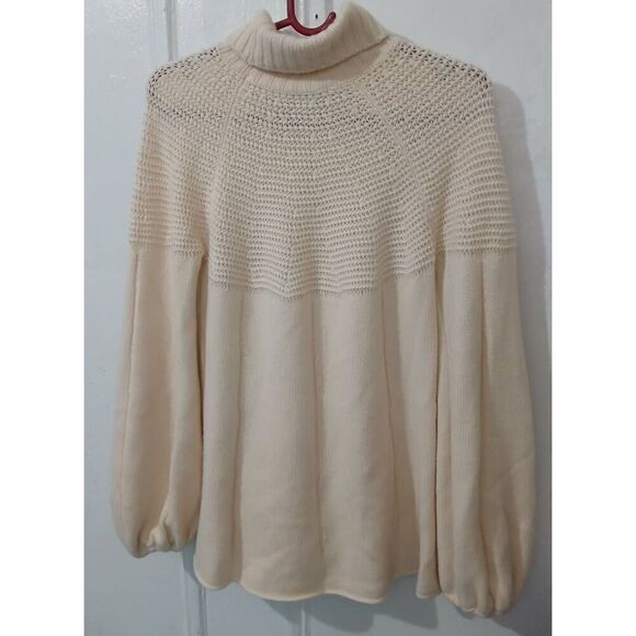 Dodo Angelika womens medium ITALIAN cashmere sweater Ivory turtleneck tunic - Picture 5 of 7